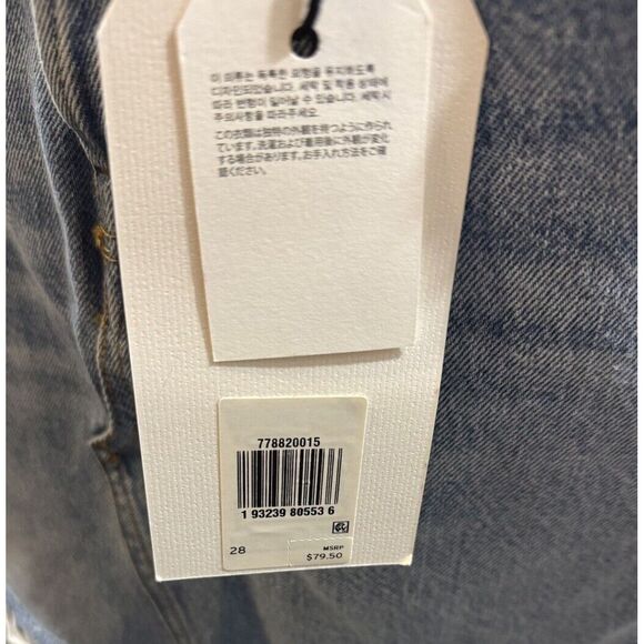 Levi's Premium High Rise Deconstructed Denim Skirt Size 28 Button Fly Raw Edge - Picture 7 of 12